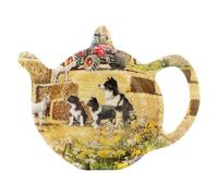 Teabag Tidy Holder Dish Melamine Collie & Sheep Kitchen Tableware Farm Design