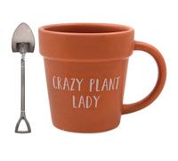 The Leonardo Collection Crazy Plant Lady Mug & Spoon Green Fingers, Tea and Coffee Mugs for Hot Drinks | Fine China Printed Mugs for Kitchen & Home | Reusable Ceramic Cups for Every Occasion