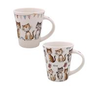 The Leonardo Collection Faithful Friends - Set of 2 Cats Design - Fine China Mugs, LP73797