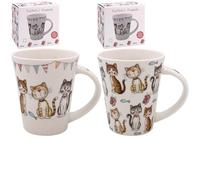 The Leonardo Collection Faithful Friends - Set of 2 Cats Design - Fine China Mugs, LP73797