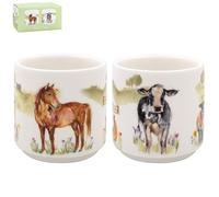 The Leonardo Collection Farmyard Egg Cups 2 Ass By Jennifer Rose Gallery | Whimsical Farmyard Design | Set of 2 Hand-Painted Egg Cups | Country-Inspired | Perfect for Breakfast or Brunch
