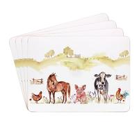 The Leonardo Collection Farmyard Table Place Mats Set of 4 | Non Slip Washable Table Mats For Dining | Designed By Macneil Studios | Set of 4 Printed Designer Placemats