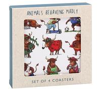 The Leonardo Collection Finola Stack Highland Cow Coasters Set of 4 For Office Home & Kitchen | Lovely Coaster Set For Decorative Home Accessories Drinks Coasters For Tea & Coffee