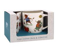 The Leonardo Collection Finola Stack Highland Cow Mug with Coaster for Home & Kitchen | Stylish Ceramic Mugs for Tea & Coffee | Lovely Cup Set for Mens Gifts & Birthday Gifts for Women