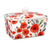 The Leonardo Collection Finola Stack Poppy Butter Dishes for Kitchen & Home | Dishwasher Safe Butter Dish with Lid for Keep Butter Fresh | Durable BPA-Free Butterdish for Butter Storage