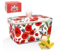 The Leonardo Collection Finola Stack Poppy Butter Dishes for Kitchen & Home | Dishwasher Safe Butter Dish with Lid for Keep Butter Fresh | Durable BPA-Free Butterdish for Butter Storage