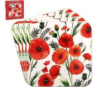 The Leonardo Collection Finola Stack Poppy Coasters Set of 4 For Office Home & Kitchen | Lovely Coaster Set For Decorative Home Accessories Drinks Coasters For Tea & Coffee