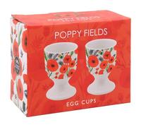 B&Q Egg Cups Finola Stack Poppy, Ceramic Stackable, Set of 2