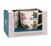THE Leonardo Collection Finola Stack Sheep Mug with Coaster for Home & Kitchen | Stylish Ceramic Mugs for Tea & Coffee | Lovely Cup Set for Mens Gifts & Birthday Gifts for Women