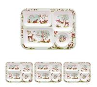 The Leonardo Collection Forest Friends Compartment Tray | Dinner Tray for Multiple Uses Around The Home | | Designed By Finola Stack | Trays for Food Serving Or Drinks Serving (Pack of 4)