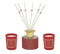 The Leonardo Collection Fragrance Gift Set, Candles and Reed Diffuser-Sparkling Cinnamon, One Size