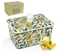 The Leonardo Collection Fruits Butter Dish By William Morris | Elegant Ceramic Butter Dish with Iconic Fruits Design | Perfect for Dining Table or Kitchen Display | Timeless and Functional