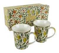 The Leonardo Collection Fruits Mug Set of 2 William Morris, Tea and Coffee Mugs for Hot Drinks | Fine China Printed Mugs for Kitchen & Home | Reusable Ceramic Cups for Every Occasion