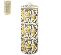 The Leonardo Collection Fruits Stacking Covered Jar S3 By William Morris | Elegant Stacking Jar Set with Iconic Fruits Design | Perfect for Storage or Decorative Display