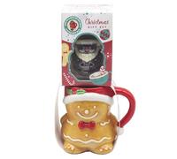 The Leonardo Collection Gingerbread Food Gift Novelty Mug & Chocolate Bomb for Hot Drinks | Reusable Fine China Coffee Cups for Kitchen & Home | Durable Printed Tea Mugs for Every Occasion