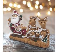 The Leonardo Collection Gingerbread Santa Sleigh Reindeer Figurines & Ornaments For Home & Office | Decorative Home Accessories Statues For Indoor & Outdoor | Lovely Gifts for Women & Men