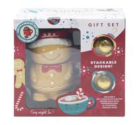 The Leonardo Collection Gingerbread Stacking Set of 2 Mugs with 2 Chocolate Bombs Gift Set for Hot Drinks | Reusable Fine China Coffee Cups for Kitchen & Home | Durable Tea Mugs for Every Occasion