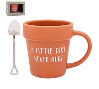 The Leonardo Collection Green Fingers A Little Dirt Mug & Spoon for Hot & Cold Drinks | Durable Coffee Cups for Home & Office | Easy-to-Hold Coffee Mugs for Beverages & Daily Use