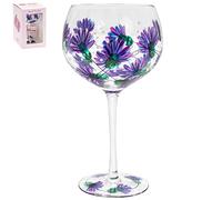 The Leonardo Collection Hand Painted Scottish Thistle Gin Glass by Lynsey Johnstone with Gift Box, Multicoloured, JNS_470607