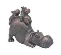 The Leonardo Collection Happy Hippo With Babies Home Decor Figurines & Ornaments For Home & Office | Decorative Accessories Statues For Indoor & Outdoor | Lovely Gifts for Women & Men