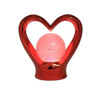 Heart Shaped Night Light Lamp Metallic Red Glitter Orb USB/Battery Operated