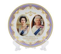 The Leonardo Collection Her Majesty Queen Elizabeth II Commemorative Plate with Stand 15cm Souvenir Memorabilia, White, Diameter, Diameter 15cm