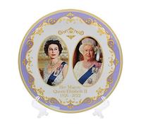 The Leonardo Collection Her Majesty Queen Elizabeth II Commemorative Plate with Stand 21cm Souvenir Memorabilia, White, Diameter, Diameter 21cm