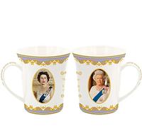 The Leonardo Collection Her Majesty Queen Elizabeth II Set of 2 Mugs, White, LP18204