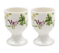 The Leonardo Collection Herb Garden Egg Cups by Jennifer Rose Gallery | Decorative Porcelain Breakfast Egg Holders | Botanical Illustration | Rustic Farmhouse Style | Gift for Garden and Nature Lovers