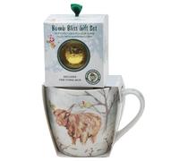 The Leonardo Collection Highland Cow Breakfast Mug with Chocolate Bomb Gift Set for Hot Drinks | Reusable Fine China Coffee Cups for Kitchen & Home | Durable Printed Tea Mugs for Every Occasion
