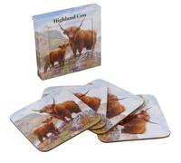 The Leonardo Collection Highland Cow Coasters Set of 4 Macneil Studios For Home & Office | Stylish Coaster For Tabletops & Dining Spaces | Durable & Decorative Home Accessories for Drinks & Tables
