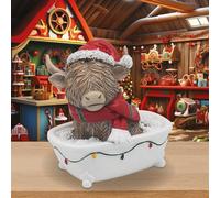 The Leonardo Collection Highland Cow In Bath Figurines & Ornaments For Home & Office | Decorative Home Accessories Statues For Indoor & Outdoor | Lovely Gifts for Women & Men