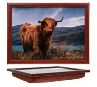 The Leonardo Collection Highland Cow Laptray For Food Serving & Breakfast | Comfortable Bean Bag Lap Trays With Cushion | Durable Food Tray For Eating On Lap | Multipurpose Laptrays For Home & Adults