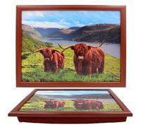 The Leonardo Collection Highland Cow Laptray For Food Serving & Breakfast | Comfortable Bean Bag Lap Trays With Cushion | Durable Food Tray For Eating On Lap | Multipurpose Laptrays For Home & Adults