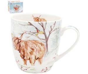 The Leonardo Collection Highland Cow Large Breakfast Mug for Hot Drinks | Reusable Fine China Coffee Cups for Home | Printed Tea Mugs for Every Occasion | Durable Cup for All Types of Beverages