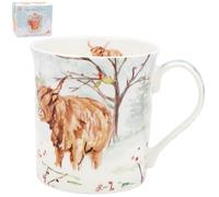 The Leonardo Collection Highland Cow Mug for Hot Drinks | Reusable Fine China Coffee Cups for Kitchen & Home | Durable Printed Tea Mugs for Every Occasion | Long-Lasting Cup for All Types of Beverages
