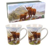 The Leonardo Collection Highland Cow Mug Set of 2 Macneil Studios, Tea and Coffee Mugs for Hot Drinks | Fine China Printed Mugs for Kitchen & Home | Reusable Ceramic Cups for Every Occasion