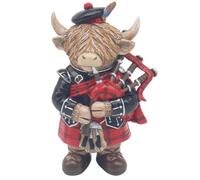 The Leonardo Collection Highland Cow Piper Polyresin Highland Cows Happy | Polyresin Highland Cow Piper figurine featuring a playful and characterful design, ideal for decorative display.