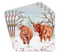 The Leonardo Collection Highland Cow Placemats - Set of 4 For Home & Kitchen | Easy Clean & Washable Place Mats For Everyday Tableware Protection | Non Slip Table Mats For Decorations & Dinner Plates