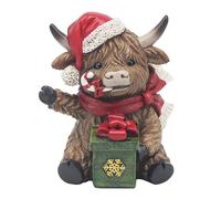 The Leonardo Collection Highland Cow Sitting Gift Box Figurines & Ornaments For Home & Office | Decorative Home Accessories Statues For Indoor & Outdoor | Lovely Gifts for Women & Men