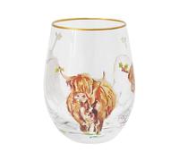The Leonardo Collection Highland Cow Stemless Glass for Home & Restaurants | Stylish Glassware for All Type of Drinks | Lovely Tableware Drinking Glasses Gifts for Women & Men