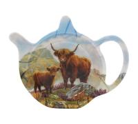 The Leonardo Collection Highland Cow Teabag Tidy by Macneil Studios | Porcelain Tea Bag Holder Dish with Highland Cattle Design | Rustic Farmhouse Style | Elegant Kitchen Accessory