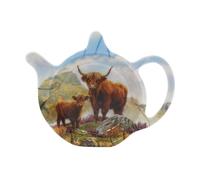 The Leonardo Collection Highland Cow Teabag Tidy by Macneil Studios | Porcelain Tea Bag Holder Dish with Highland Cattle Design | Rustic Farmhouse Style | Elegant Kitchen Accessory
