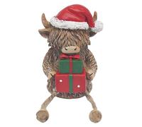 The Leonardo Collection Highland Cow With Gift Box Figurines & Ornaments For Home & Office | Decorative Home Accessories Statues For Indoor & Outdoor | Lovely Gifts for Women & Men