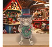 The Leonardo Collection Highland Cow With Wreath Figurines & Ornaments For Home & Office | Decorative Home Accessories Statues For Indoor & Outdoor | Lovely Gifts for Women & Men