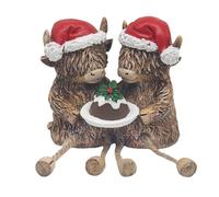 The Leonardo Collection Highland Cows With Pudding Figurines & Ornaments For Home & Office | Decorative Home Accessories Statues For Indoor & Outdoor | Lovely Gifts for Women & Men
