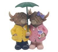 The Leonardo Collection Highland Cows With Umbrella Polyresin | Polyresin Highland Cows With Umbrella figurine featuring a playful and characterful design, ideal for decorative display.