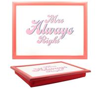 The Leonardo Collection His N Hers Christmas Mrs Always Right Laptray For Food Serving & Breakfast | Comfortable Lap Trays With Bean Bag Cushion | Durable Lap Trays For Eating On Lap For Adults