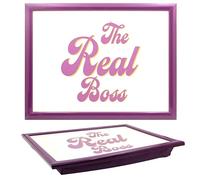 The Leonardo Collection His N Hers Real Boss Laptray For Food Serving & Breakfast | Comfortable Lap Trays With Bean Bag Cushion | Durable Lap Trays For Eating On Lap For Adults