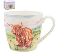 The Leonardo Collection Jennifer Rose Gallery Christmas Highland Cow Breakfast Mug for Hot & Cold Drinks | Durable Coffee Cups for Home & Office | Easy-to-Hold Coffee Mugs for Beverages & Daily Use